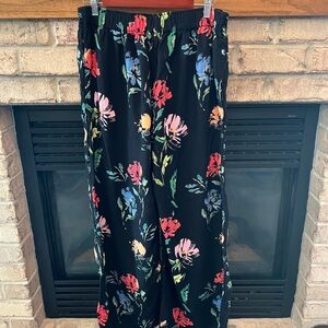Fatface Black Floral Wide Leg Pants